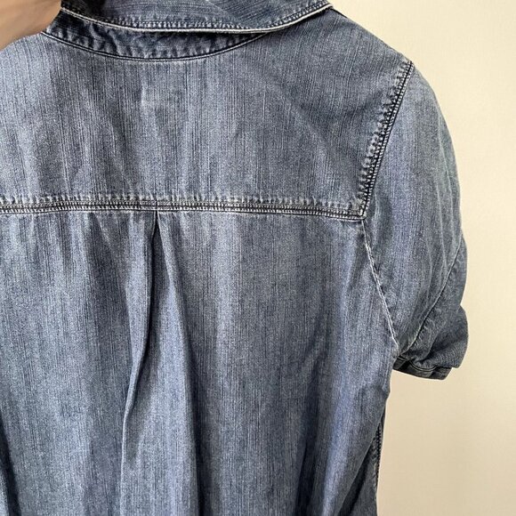 Fossil cotton short sleeved denim dress casual comfortable pockets collar summer - Picture 9 of 9